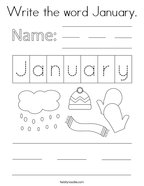 Write the word January Coloring Page
