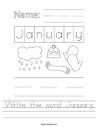 Write the word January Handwriting Sheet