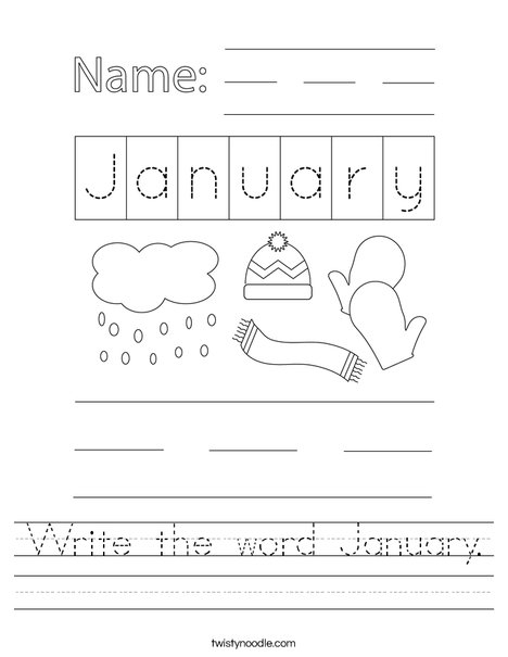 Write the word January. Worksheet