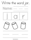 Write the word jar Coloring Page