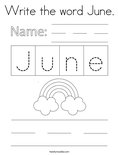 Write the word June. Coloring Page