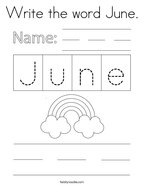 Write the word June Coloring Page