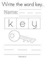 Write the word key Coloring Page