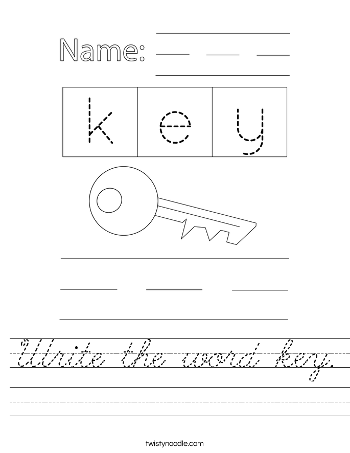 Write the word key. Worksheet