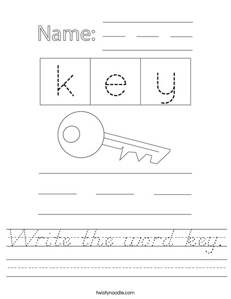 Write the word key. Worksheet