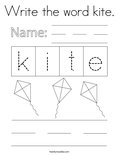 Write the word kite. Coloring Page