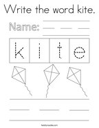 Write the word kite Coloring Page