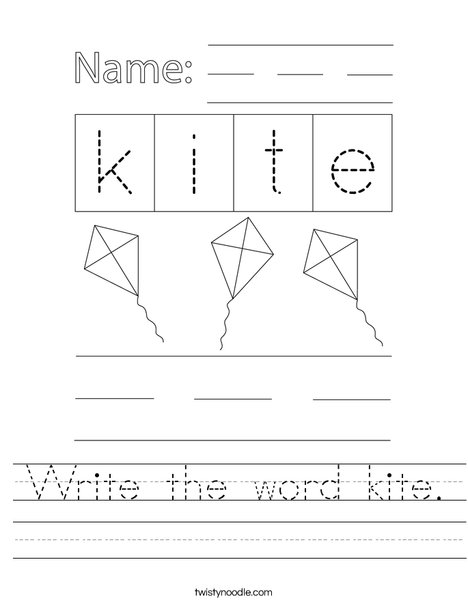 Write the word kite. Worksheet