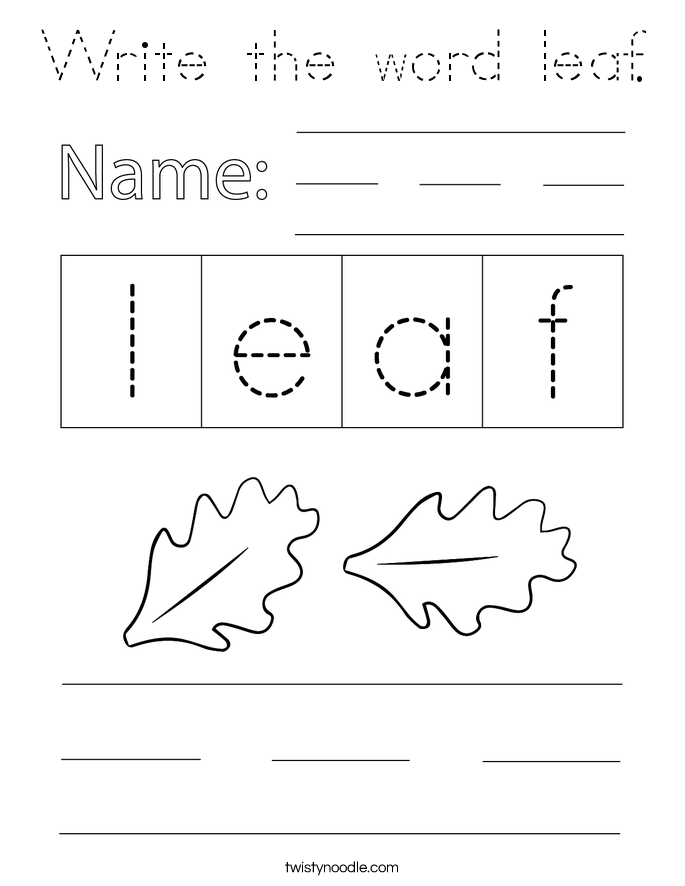 Write the word leaf. Coloring Page