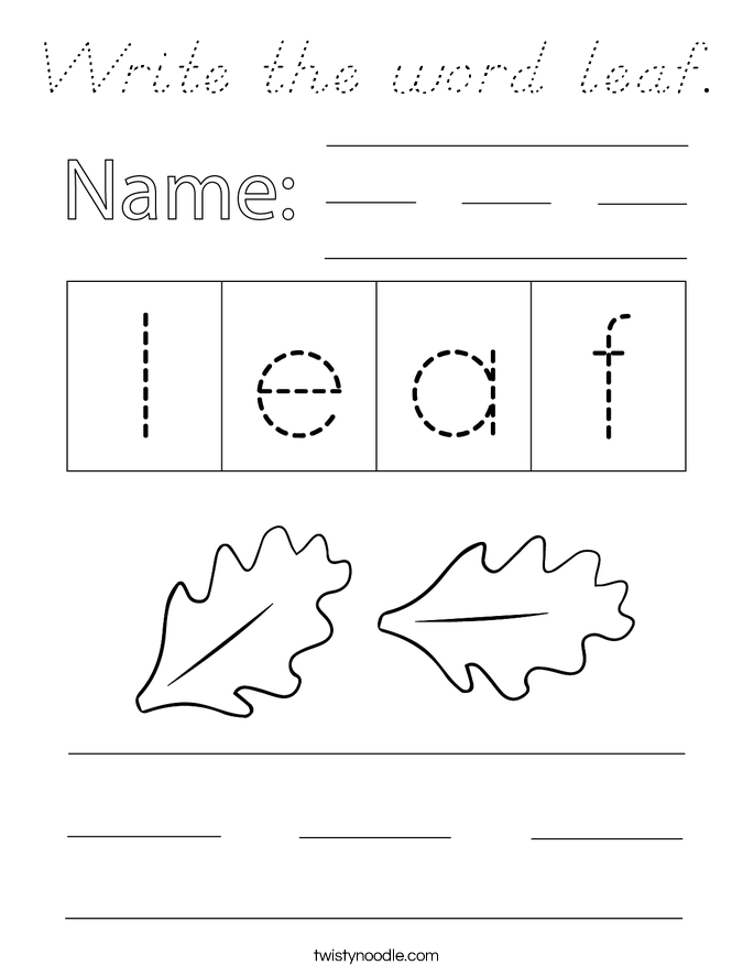 Write the word leaf. Coloring Page