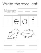 Write the word leaf Coloring Page