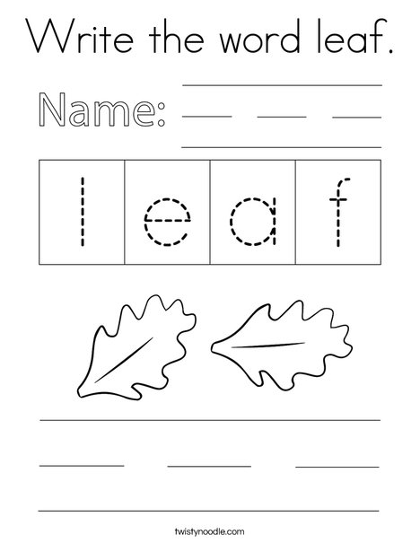 Write the word leaf. Coloring Page