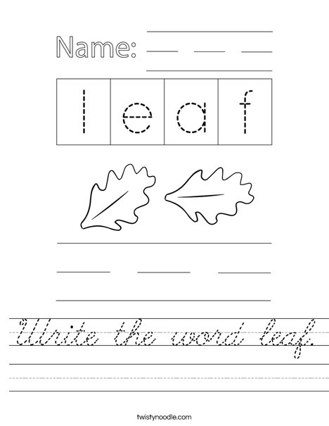 Write the word leaf. Worksheet