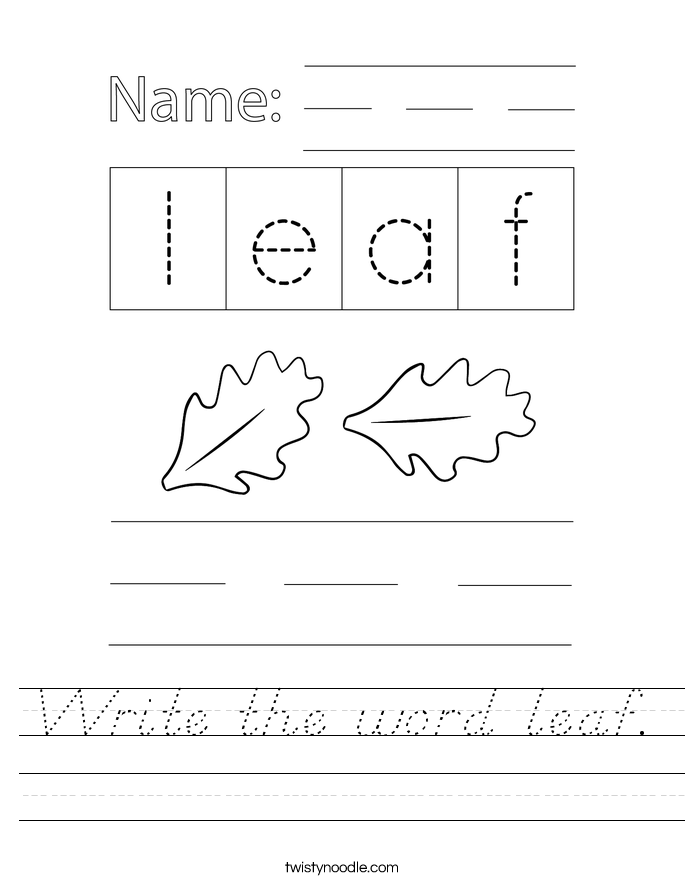 Write the word leaf. Worksheet