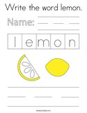 Write the word lemon Coloring Page