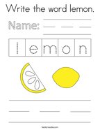 Write the word lemon Coloring Page