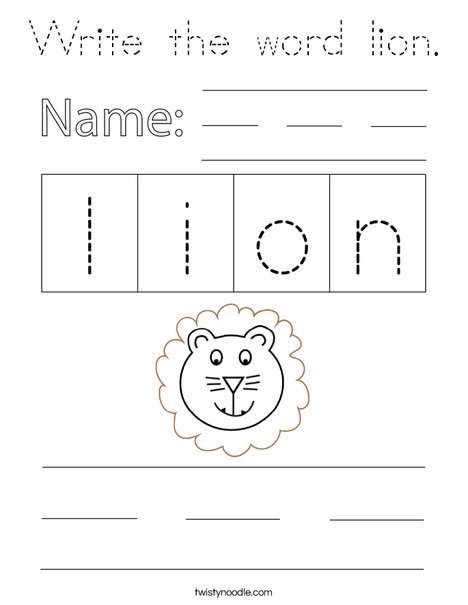 Write the word lion. Coloring Page