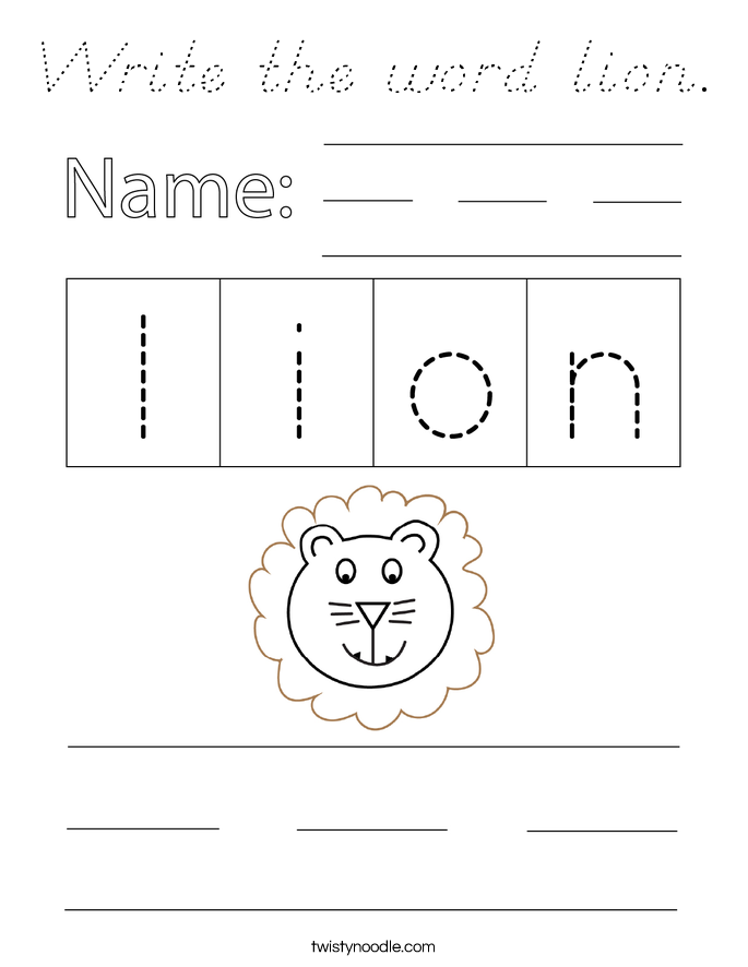 Write the word lion. Coloring Page