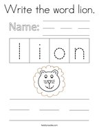 Write the word lion Coloring Page
