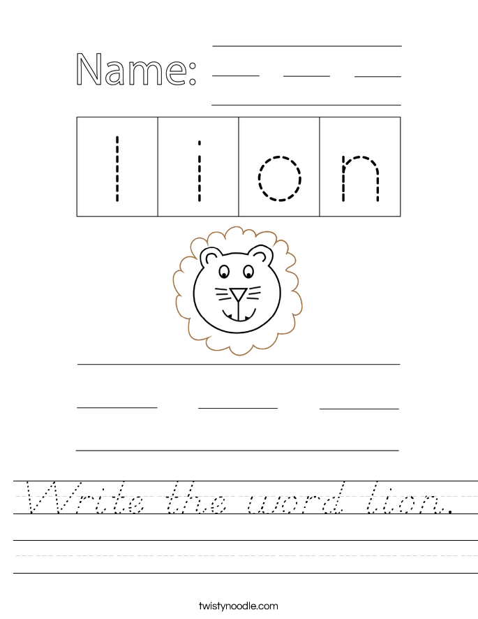 Write the word lion. Worksheet
