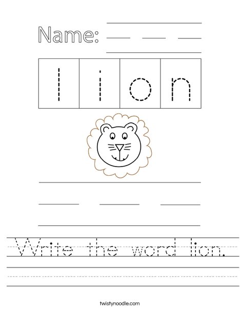 Write the word lion. Worksheet