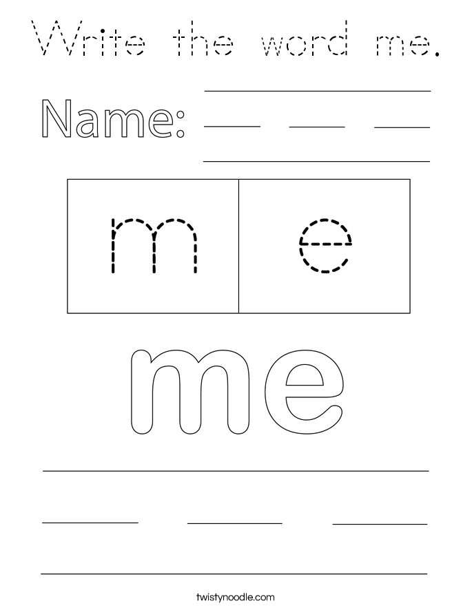 Write the word me. Coloring Page
