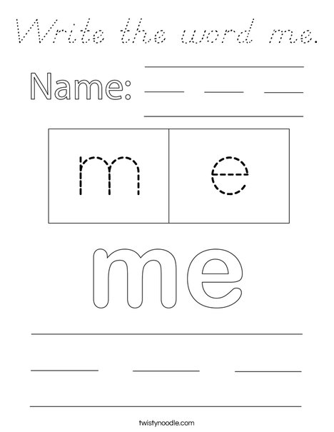 Write the word me. Coloring Page