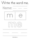 Write the word me Coloring Page