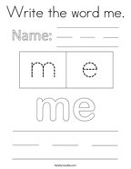 Write the word me Coloring Page