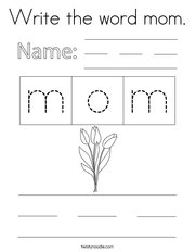 Write the word mom Coloring Page
