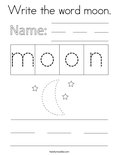 Write the word moon. Coloring Page