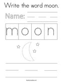 Write the word moon Coloring Page
