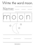 Write the word moon Coloring Page