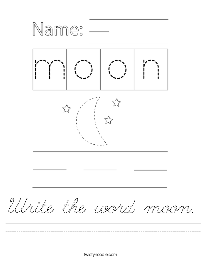 Write the word moon. Worksheet