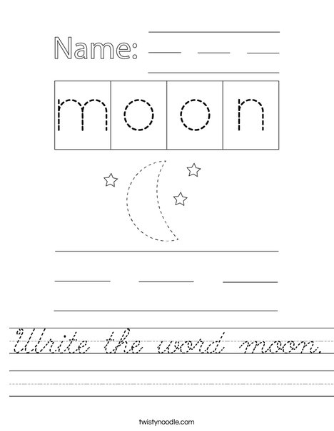 Write the word moon. Worksheet