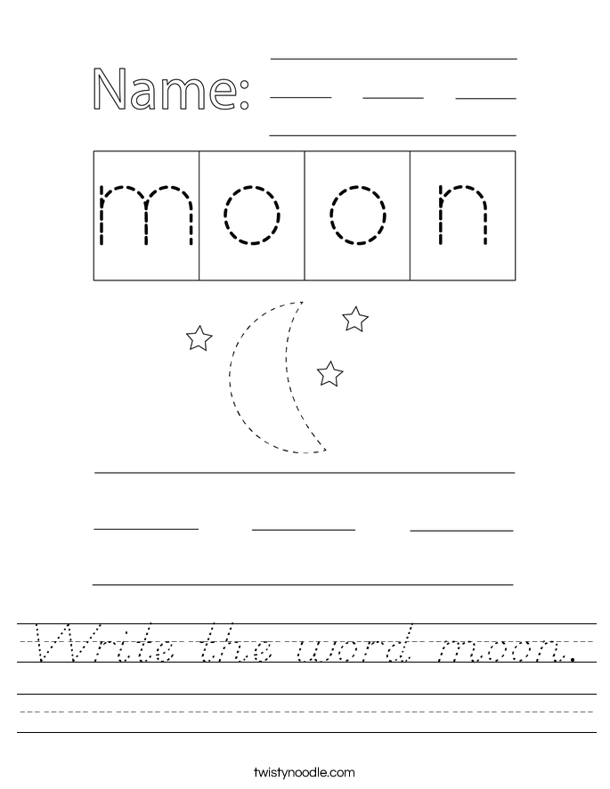 Write the word moon. Worksheet