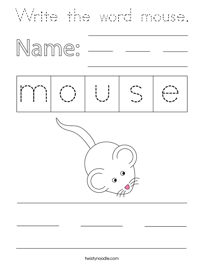 Write the word mouse. Coloring Page
