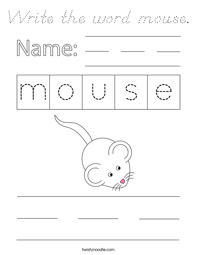 Write the word mouse. Coloring Page