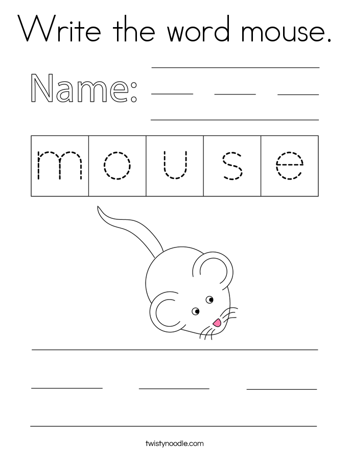 Write the word mouse. Coloring Page