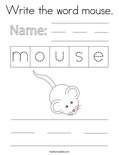 Write the word mouse. Coloring Page