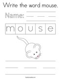 Write the word mouse Coloring Page
