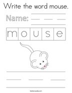 Write the word mouse Coloring Page