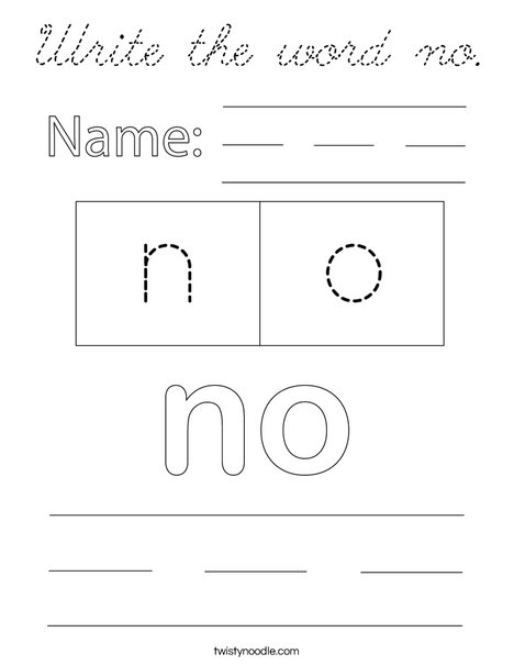 Write the word no. Coloring Page