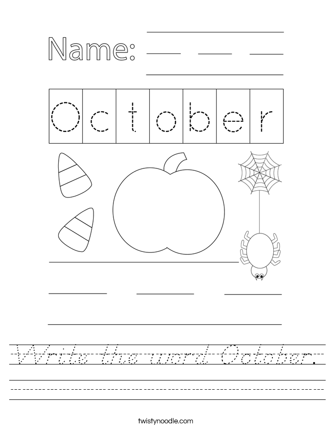 Write the word October. Worksheet