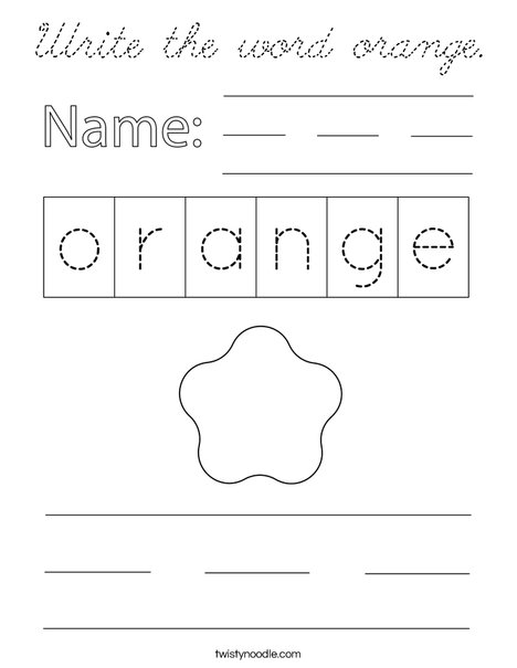 Write the word orange. Coloring Page