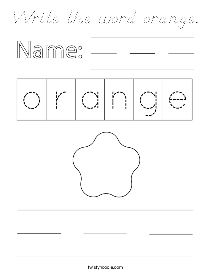 Write the word orange. Coloring Page