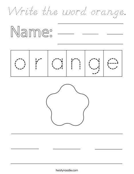 Write the word orange. Coloring Page