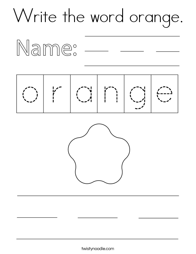 Write the word orange. Coloring Page