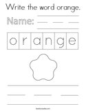 Write the word orange Coloring Page