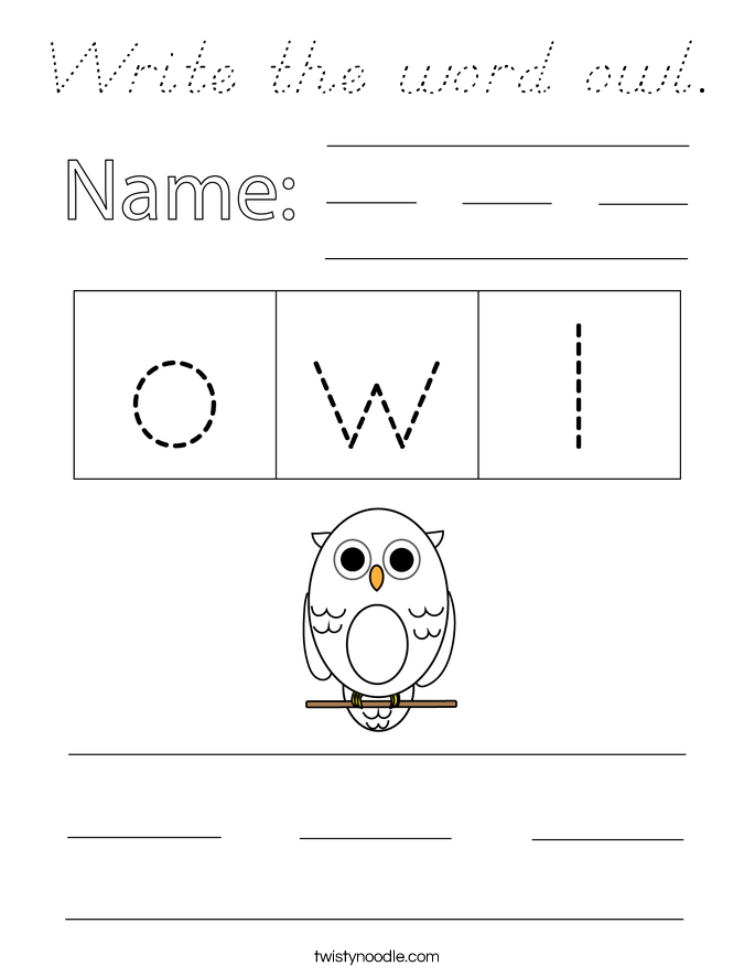 Write the word owl. Coloring Page